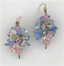 Pink and Blue Beaded Nosegay Earrings