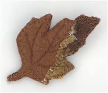 Small Rust Wool and Silk Leaf Brooch