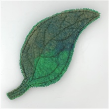 Beaded Green Leaf Brooch
