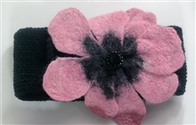 Black headband with pink flower