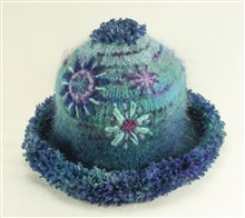 Blue Green Floral Hat
