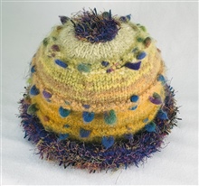 Purple and yellow Bobble hat