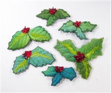 Felted Holly Brooches