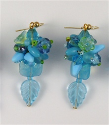 Aqua Beaded Nosegay Earrings