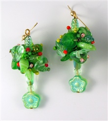 Green Beaded Nosegay Earrings