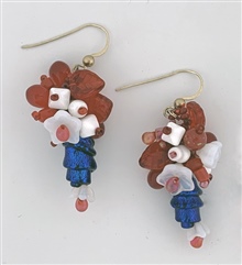 Red White and Blue Beaded Nosegay Earrings