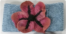 Blue headband with pink flower