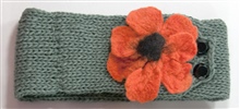 Green Headband with Orange Flower