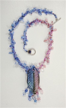 Pink and Blue Leaf Necklace
