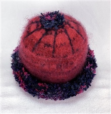 Red and blackish green Hat
