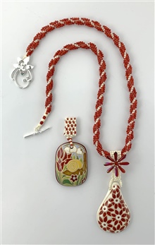 Red and White Spiral Rope Necklace