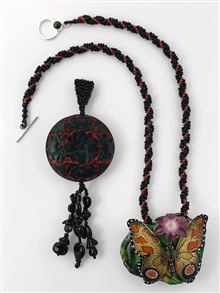 Black and Red Spiral rope with Tagua Nut Pendant