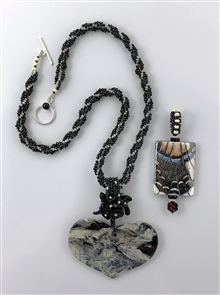 N353 Black and white stone heart #2